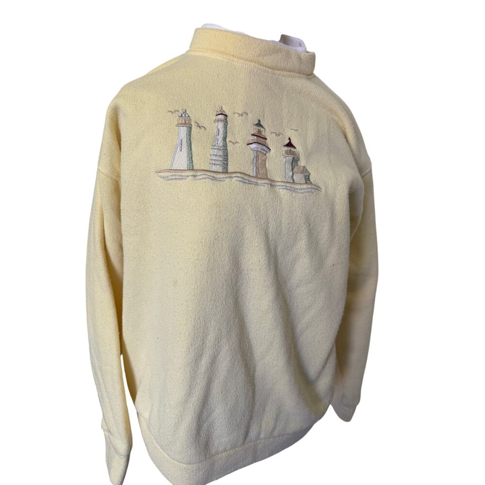 Yellow made USA lighthouse sweatshirt rainbow medium soft layer neck